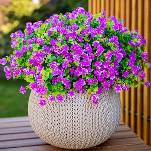 AXYLEX Artificial Flowers 12 Bundles UV Resistant Outdoor Decor