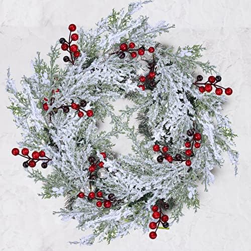 Winlyn 6 Pcs Artificial Cedar Sprays with Red Berries