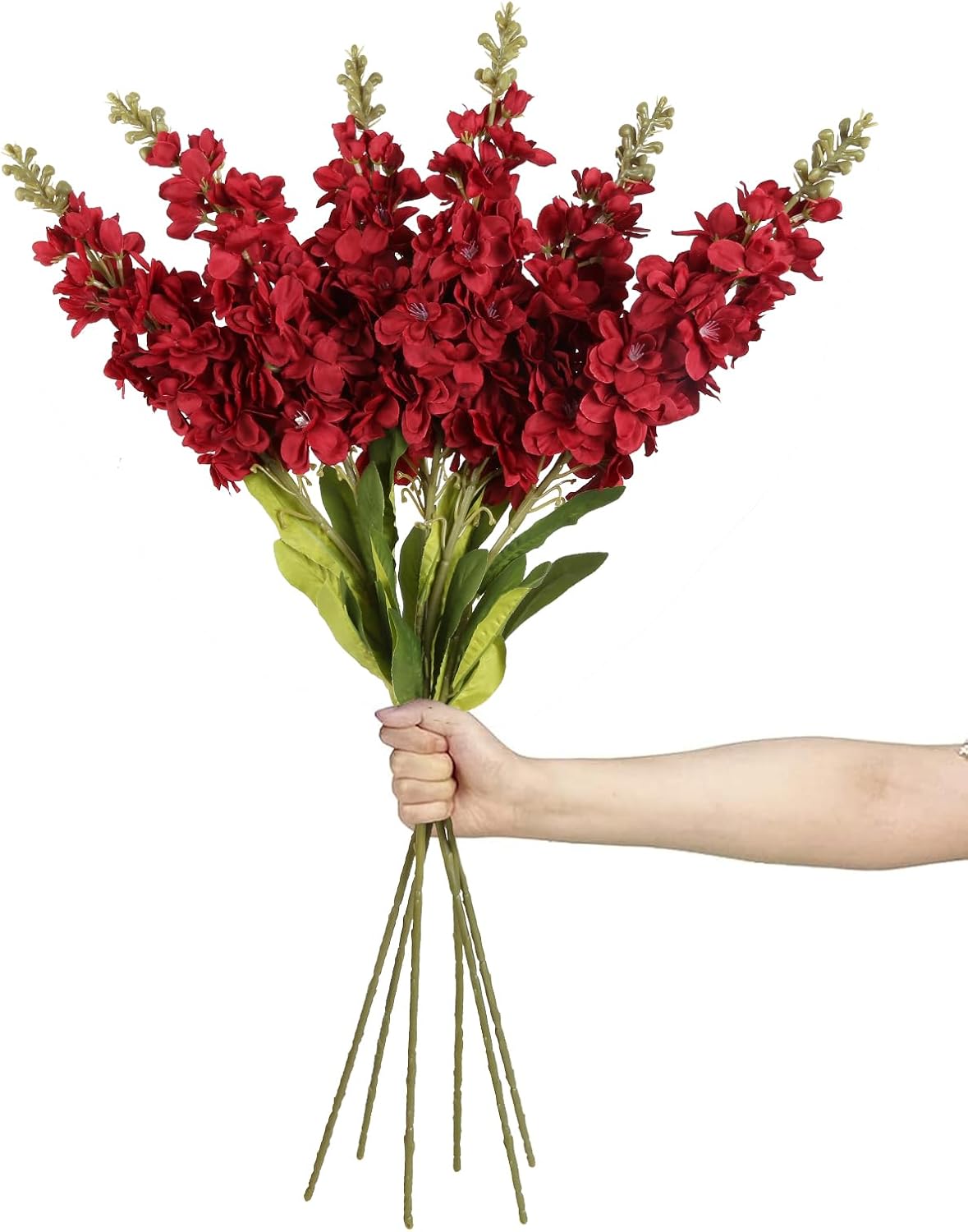 IPOPU Red Artificial Snapdragon Flowers 6 PCS Long Stem Silk Flowers