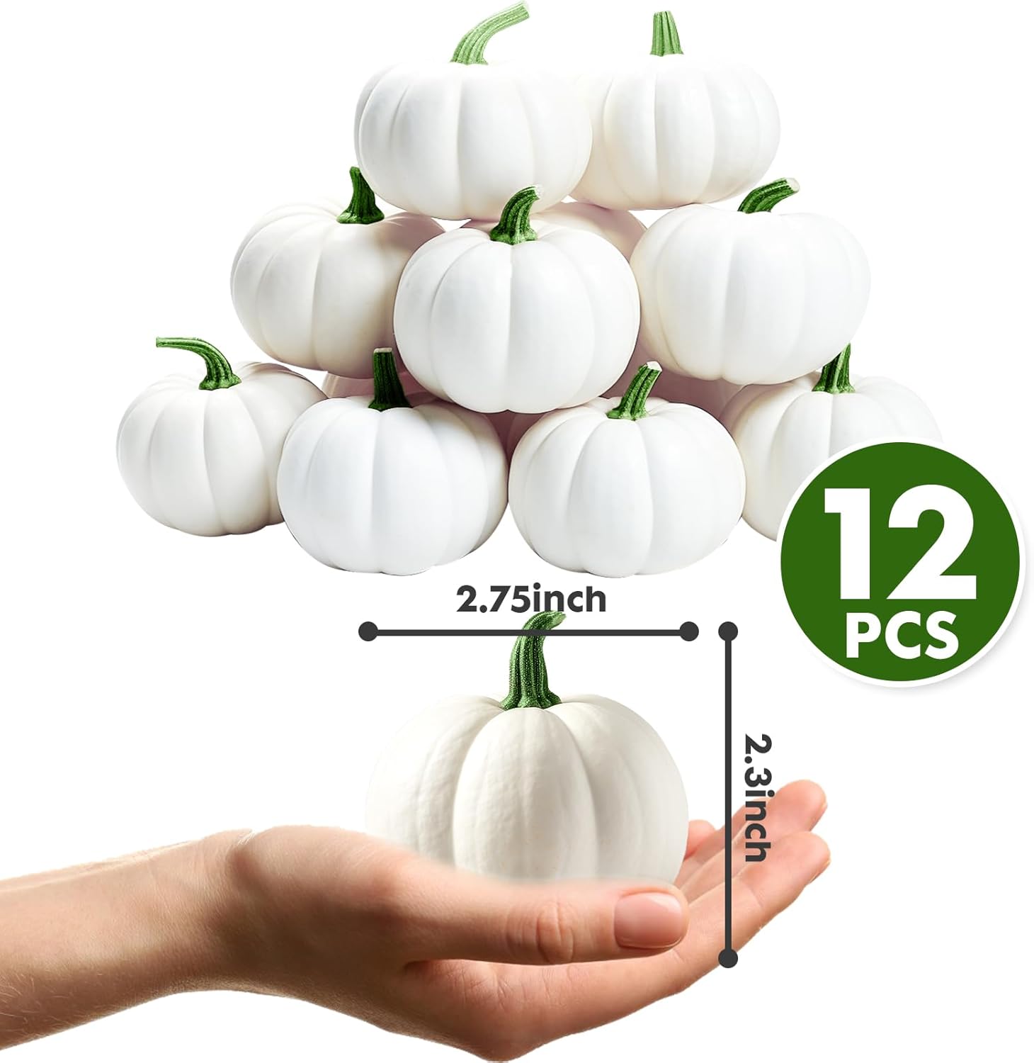 ShellKingdom Artificial Mini Pumpkin Decor 12PCS White