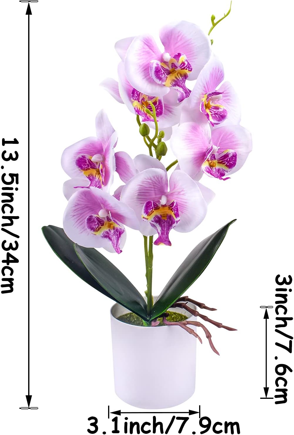 XONOR Artificial Orchid Flowers Potted with Plastic Vase