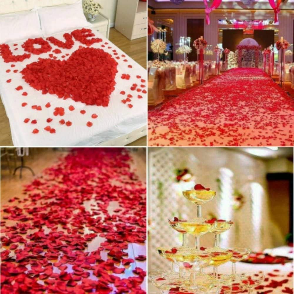 1200PCS Artificial Silk Rose Petals White Red Black Wedding Decor