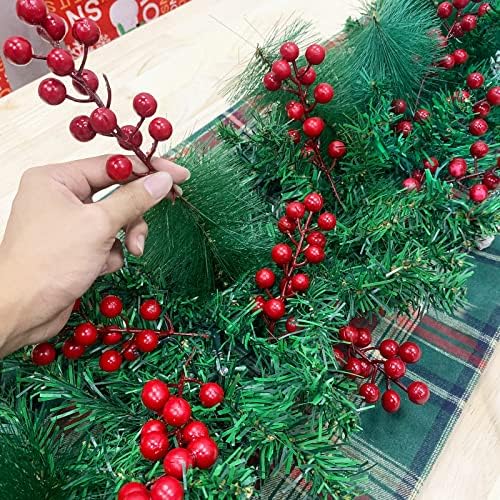 12 Pack Red Berried Holly Branches Christmas Decor