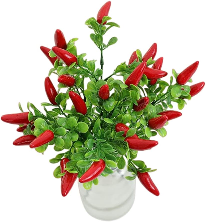6pcs Artificial Red Pepper Bouquet for Home Party Decor