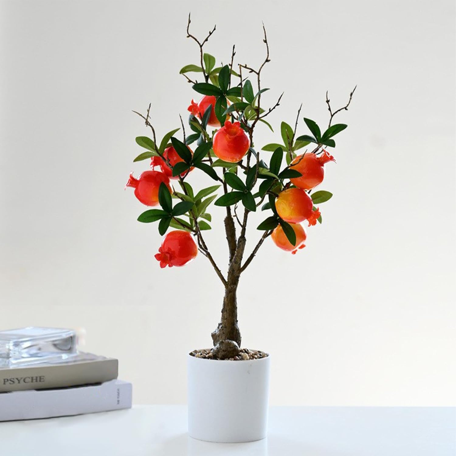 Premium Artificial Lemon Tree Bonsai with White Pot