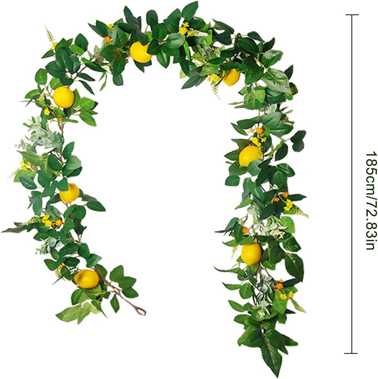 2 Pcs Artificial Lemon Garland with Flowers and Eucalyptus