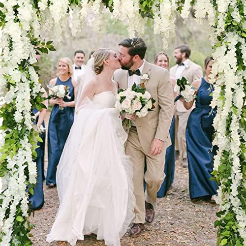 Apeair Wisteria Artificial Flowers Garland 2Pcs 144ft White
