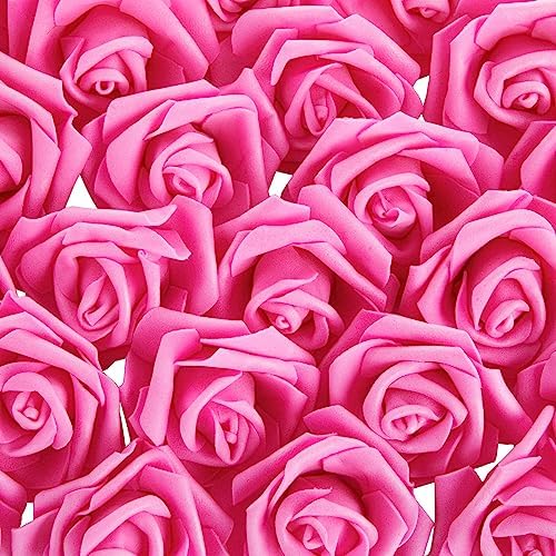 Juvale 100 Pack Hot Pink Artificial Roses