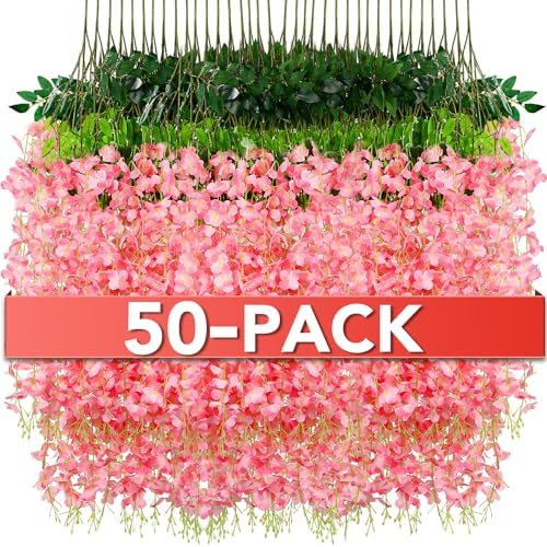 Alotiki Wisteria Garland Artificial Flowers 36ft Pink
