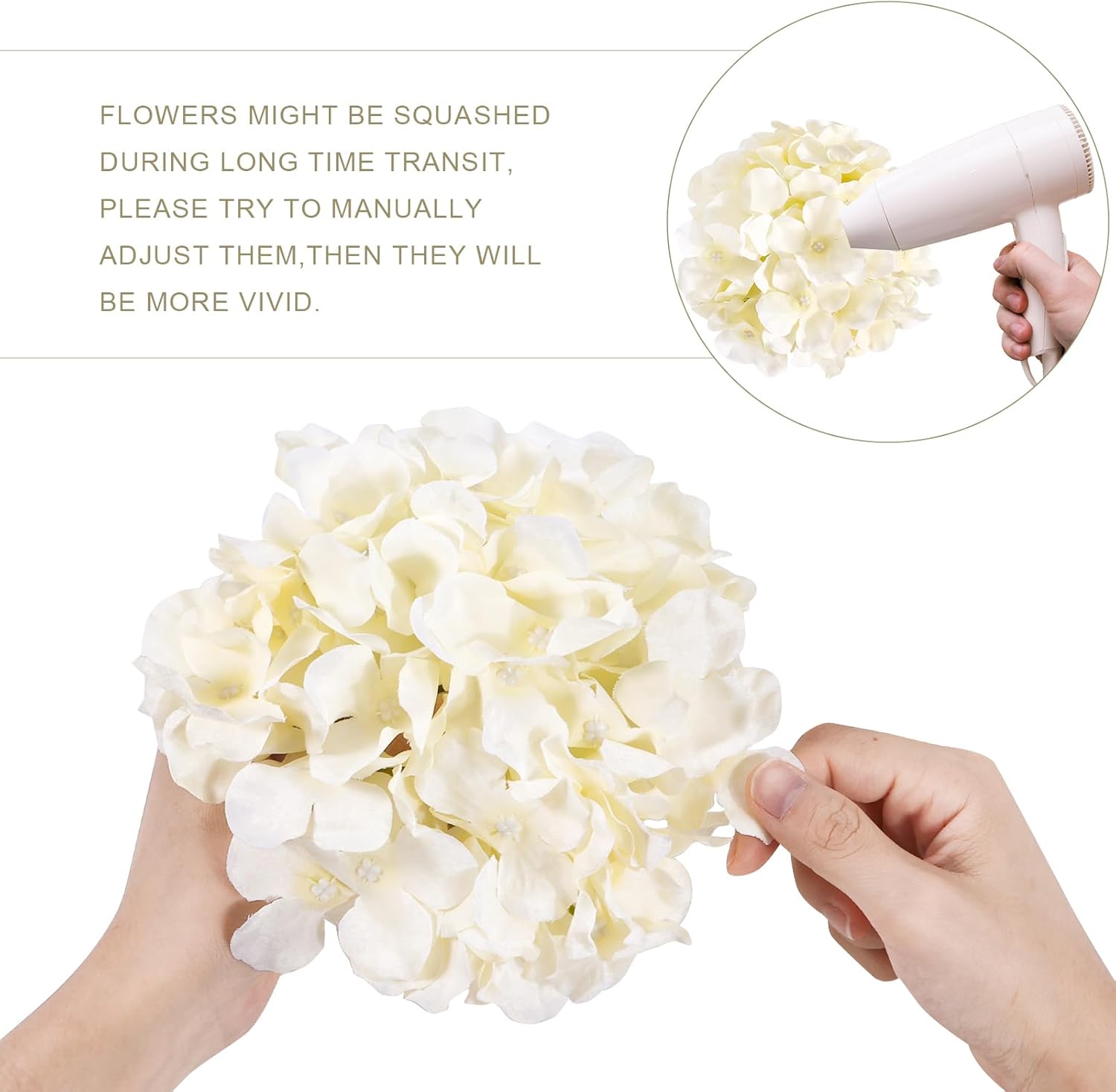 Auihiay 64pcs Champagne Artificial Hydrangeas with Stems