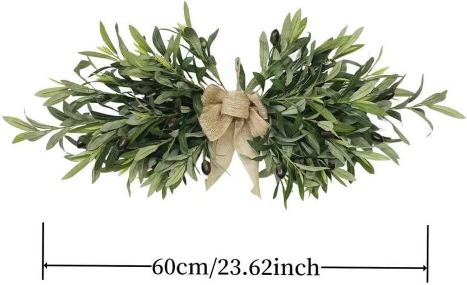 24 Inch Floral Swag with Olive Fruit and Green Leaves