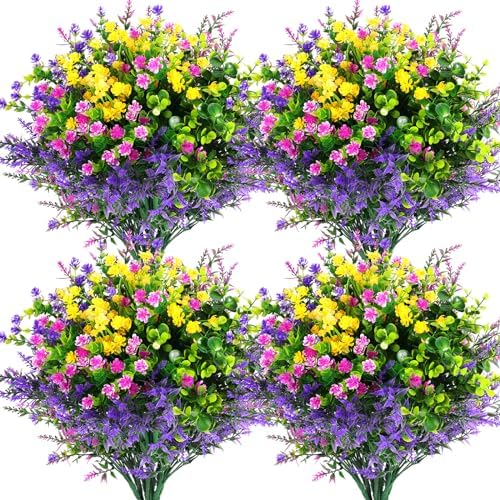Hananona 12 Pcs Artificial Flowers for Outdoor Decor