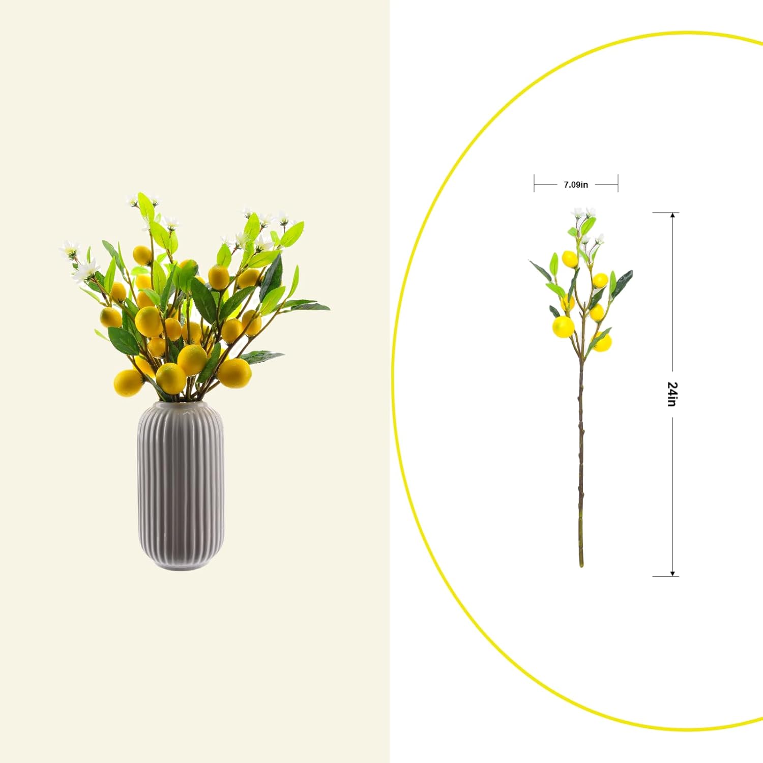 Lifelike Artificial Lemon Flowers 5pcs 24 Inch