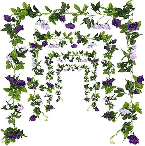 JUSTOYOU 2 Pack Fake Rose Garland Artificial Flowers Wedding Decoration