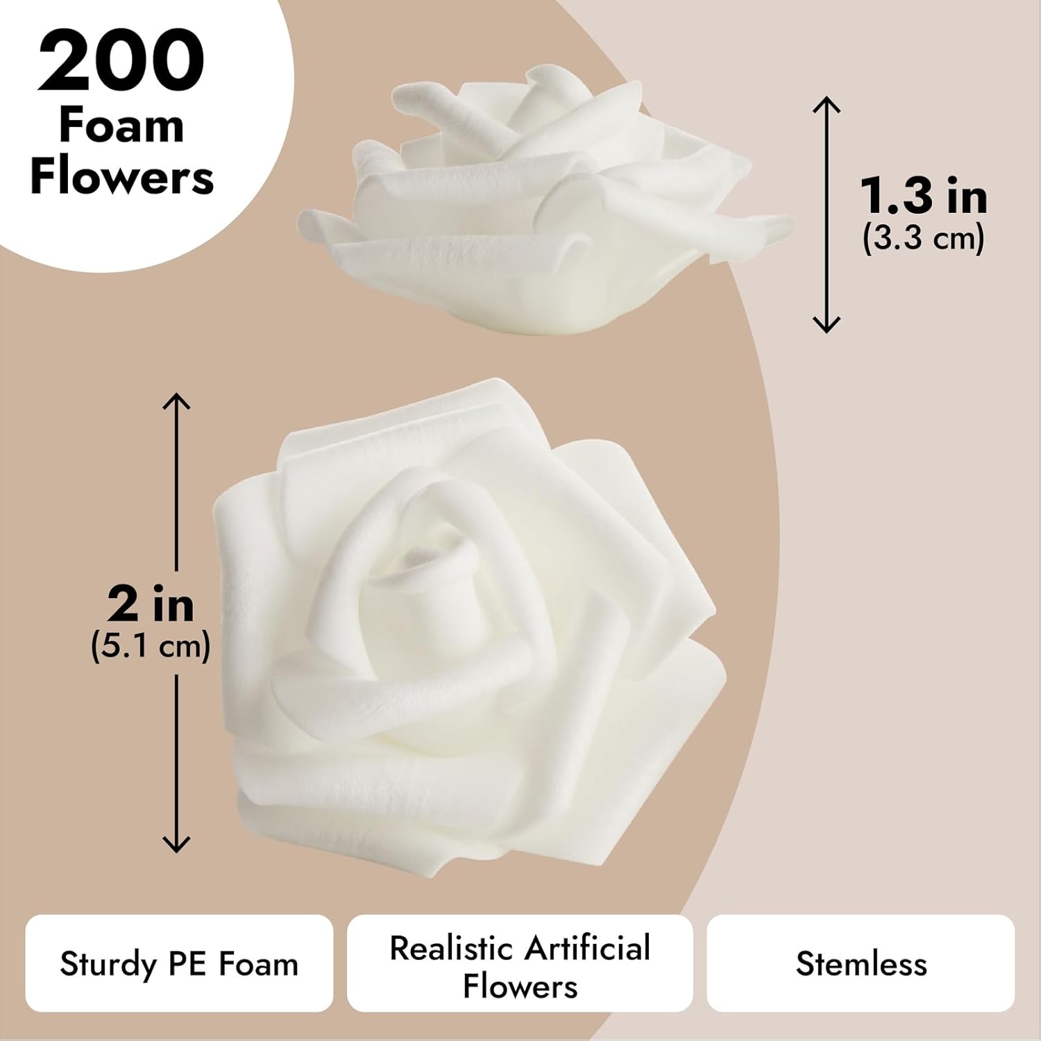 Bright Creations 200 Pack White Foam Roses for Decor