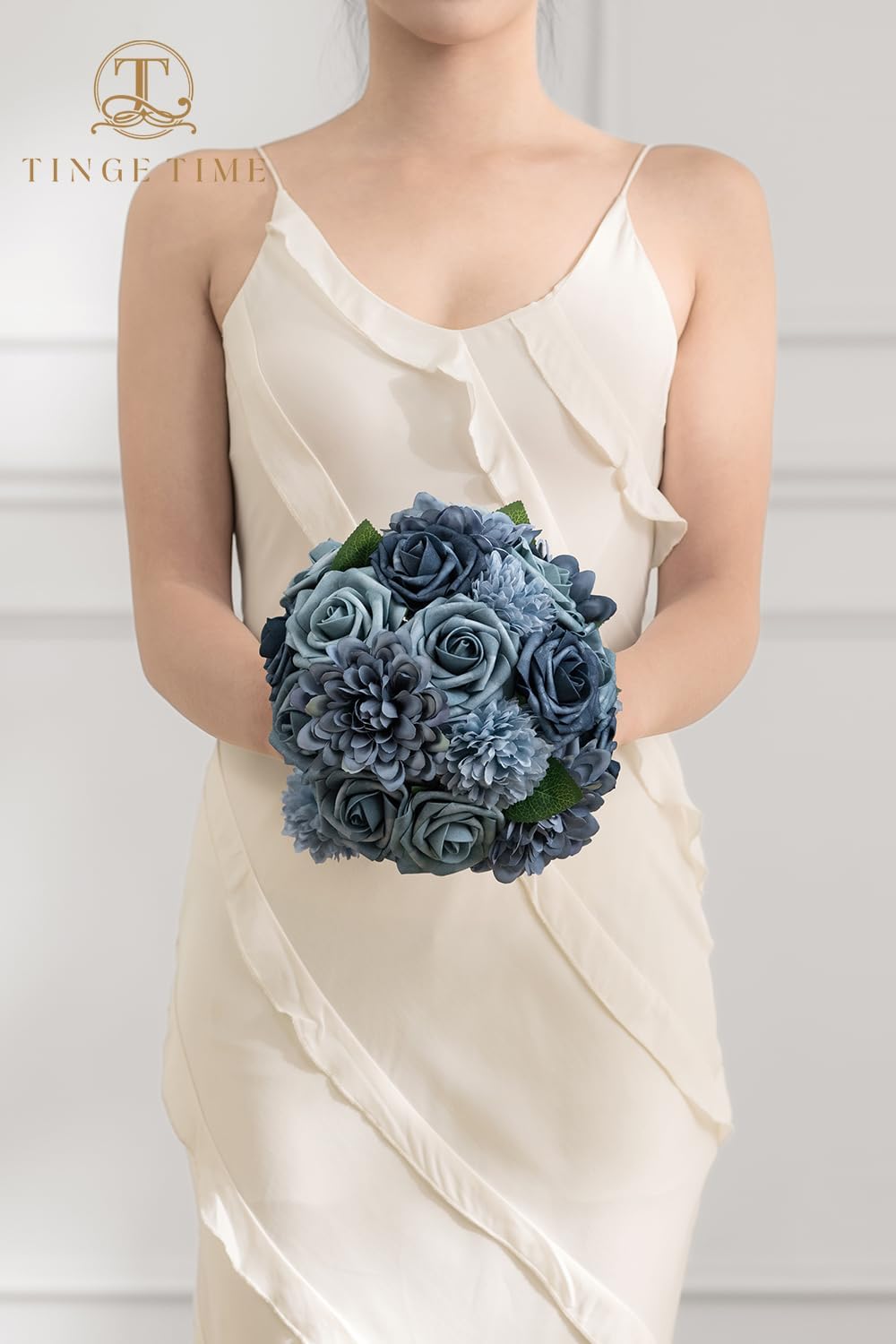TINGE TIME Artificial Flowers Combo Dusty Blue Roses