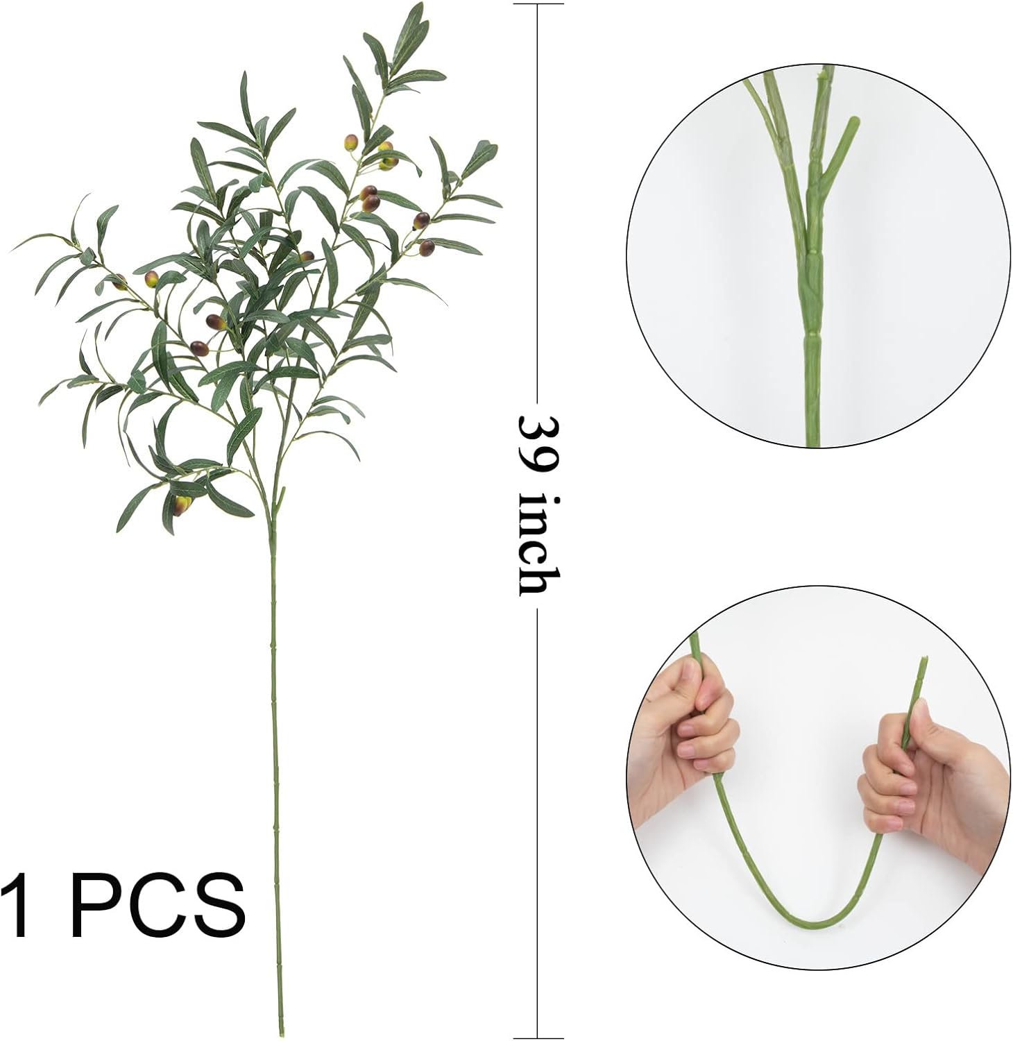 SHACOS 6 Piece Artificial Olive Branches for Vases