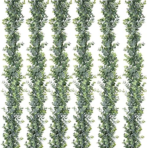 DearHouse 6 Pack Faux Eucalyptus Garland Plant