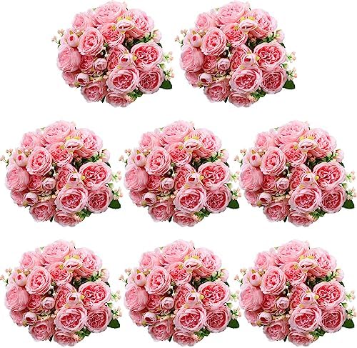 Geosar 8 Bundle Artificial Pink Peonies Flowers