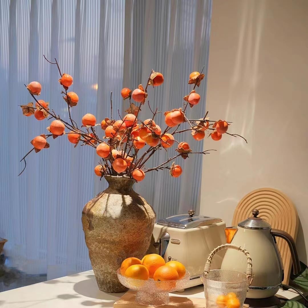 JOSON 36 Inch Artificial Persimmon Stem Set of 2 Orange 1