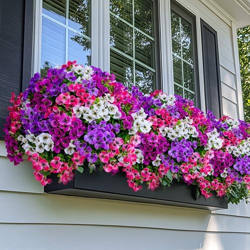 AXYLEX Artificial Pansies Flowers Outdoor Decor 16 Bundles