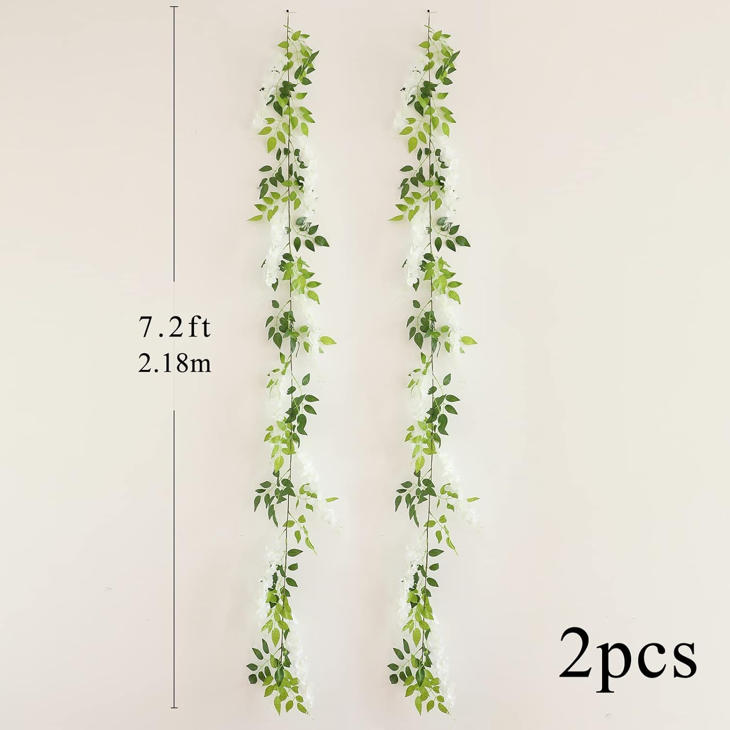 Apeair Wisteria Artificial Flowers Garland 2Pcs 144ft White