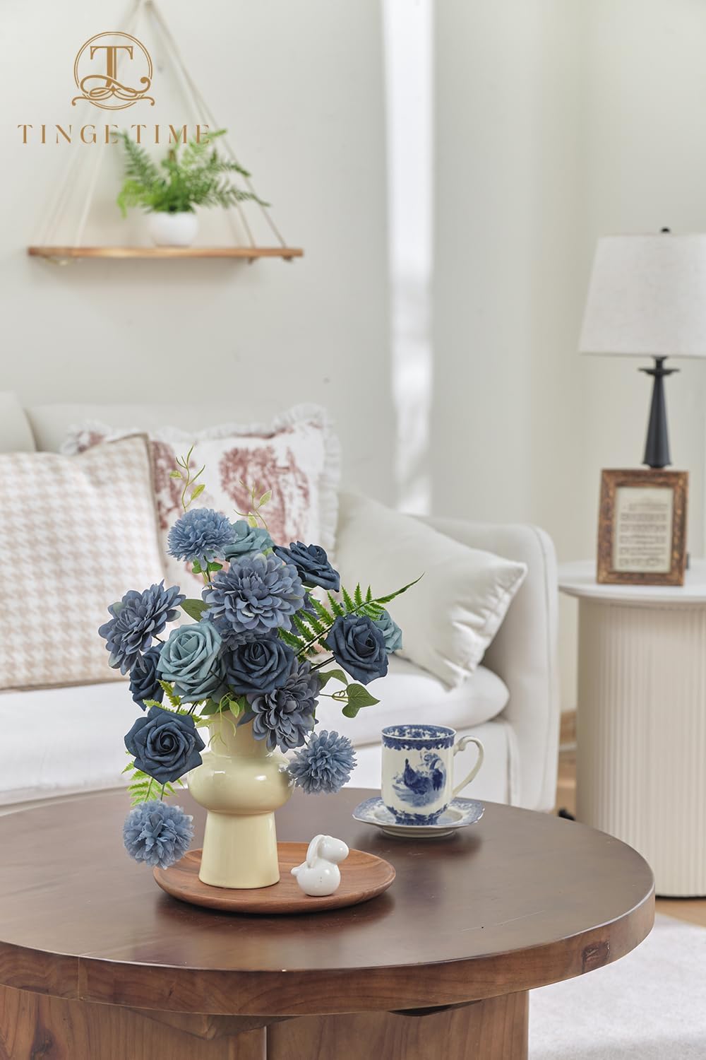 TINGE TIME Artificial Flowers Combo Dusty Blue Roses