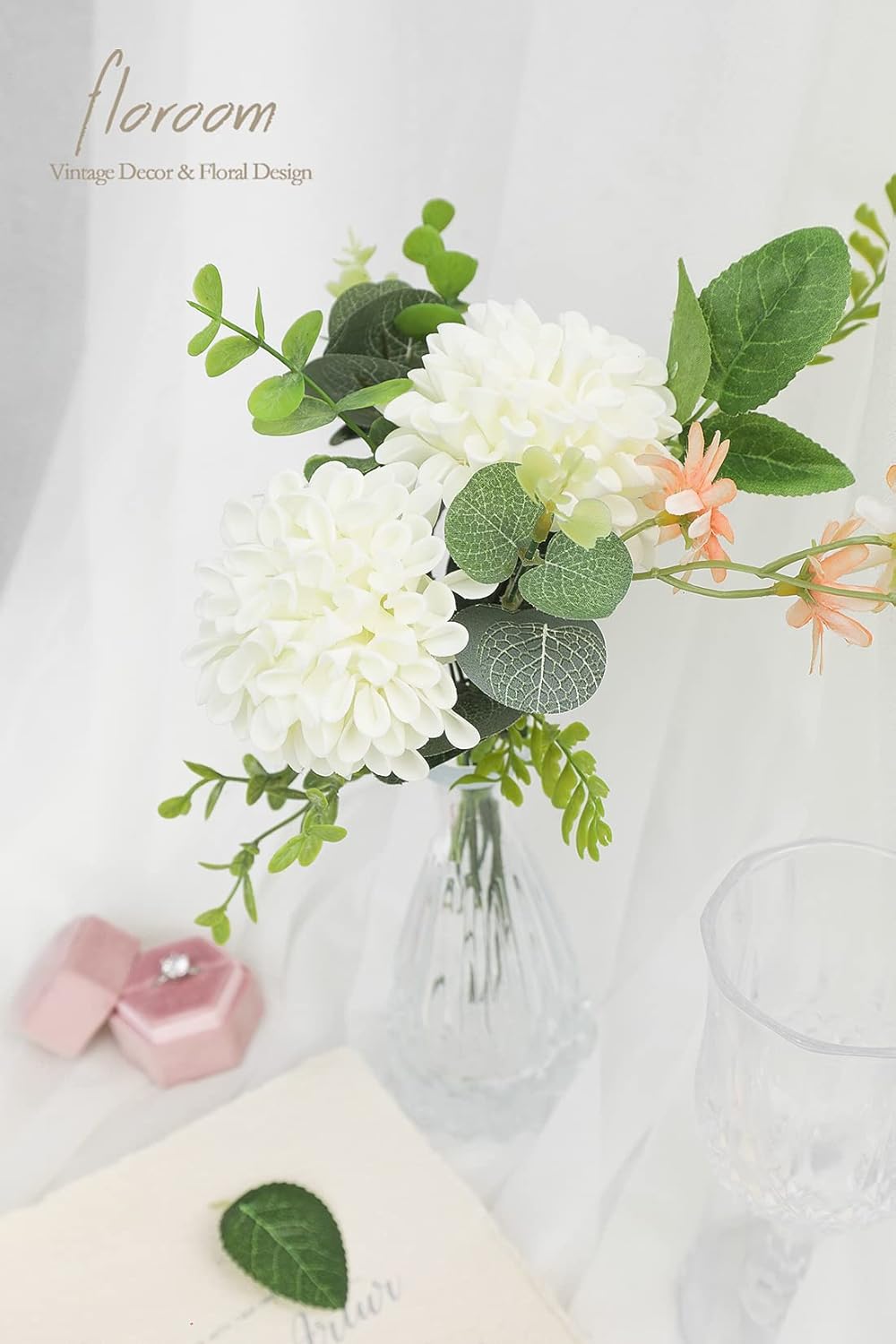Floroom Artificial Dahlia Flowers 25pcs Ivory Foam Fake Roses