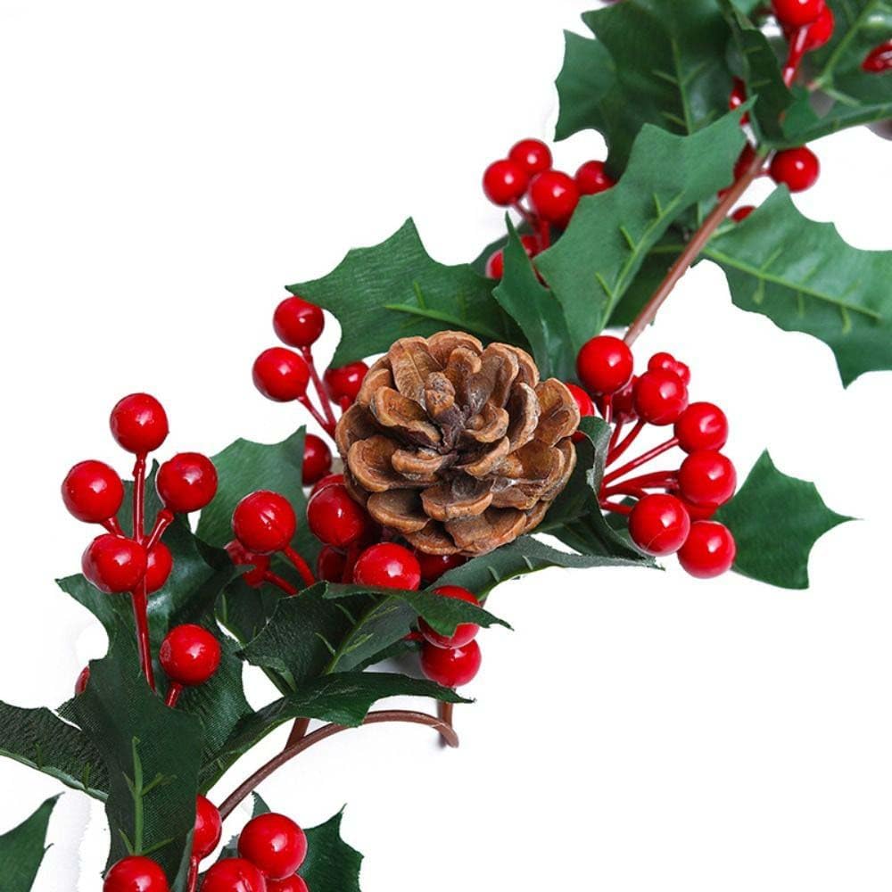 Christmas Garland Artificial Fruits Green Plants Vine with Hanging Hooks