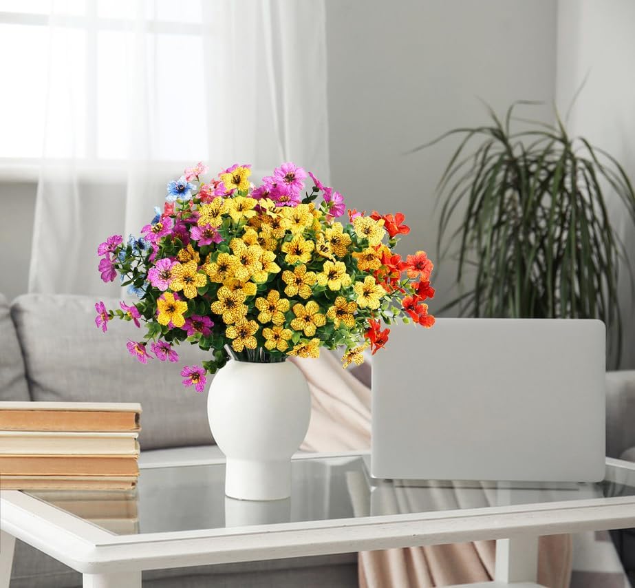 12 Bundles Artificial Flowers Daisies UV Resistant Home Decor