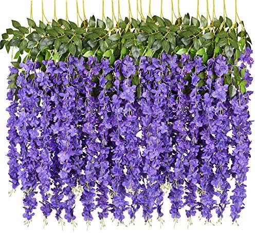 6 Pack Artificial Wisteria Vine Hanging Garland Purple