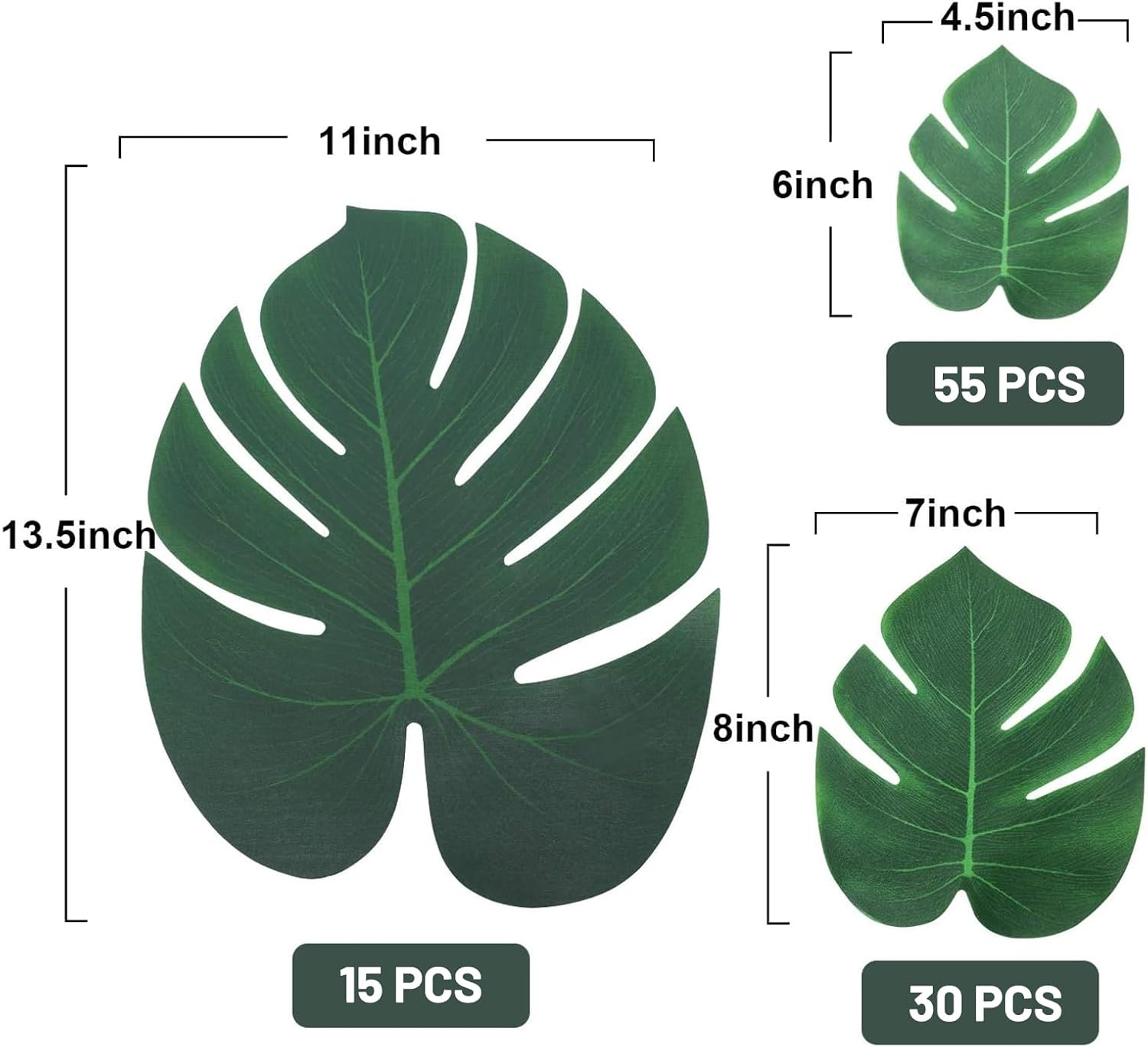 100Pcs Artificial Tropical Monstera Leaves for Home Decor