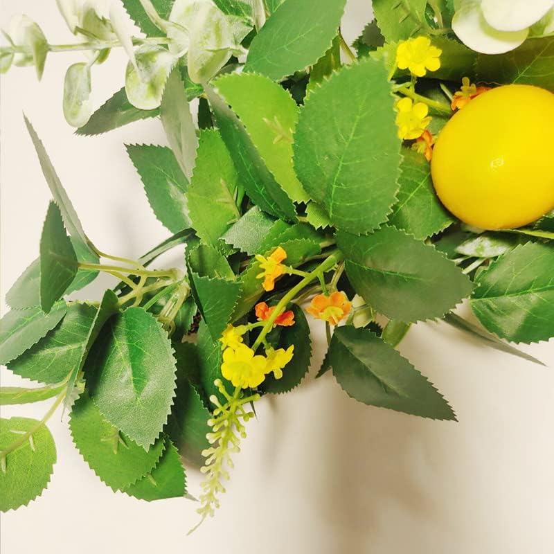 2 Pcs Artificial Lemon Garland with Flowers and Eucalyptus