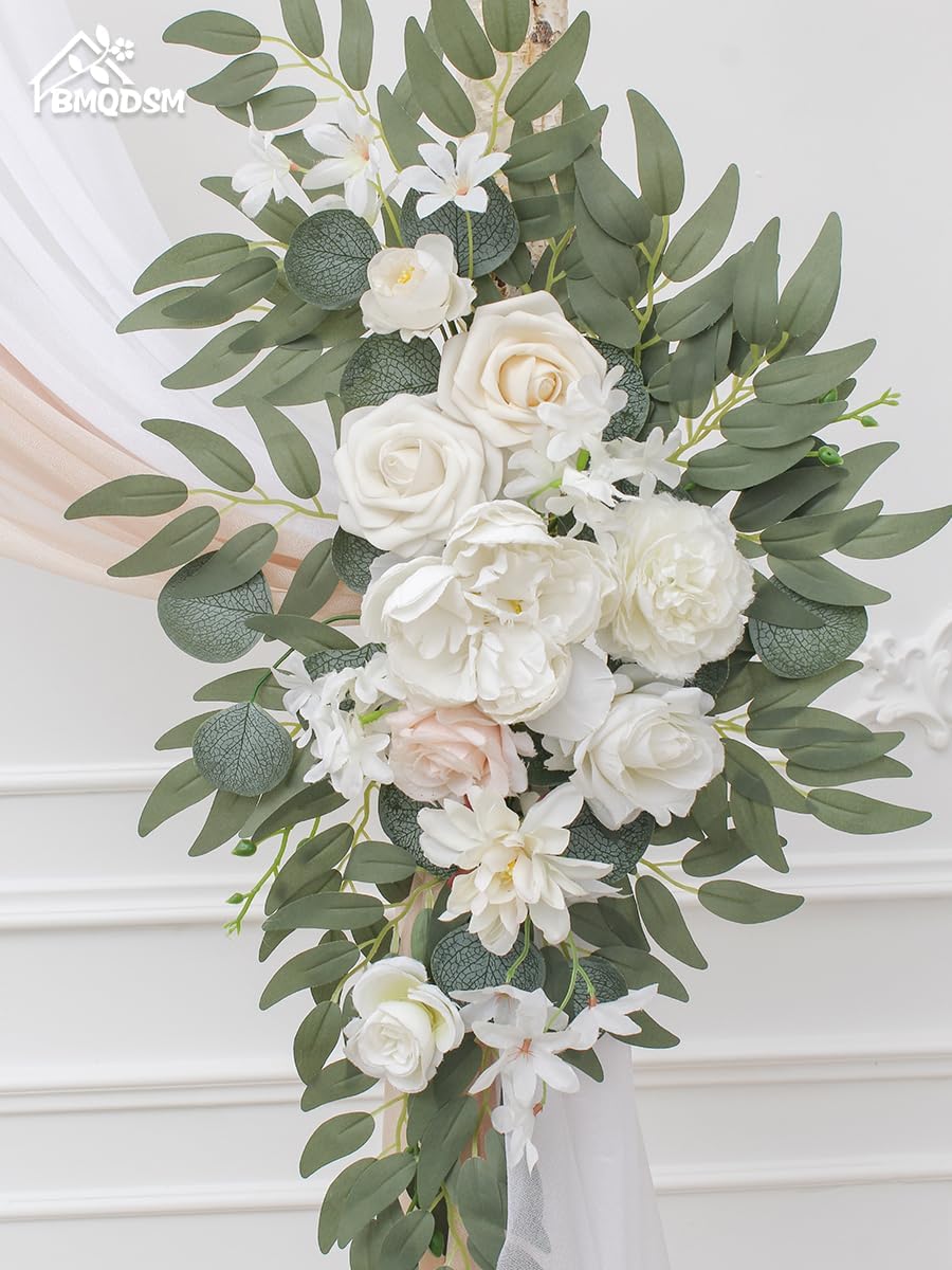 BMQDSM Deluxe Wedding Arch Flowers Set of 4 White