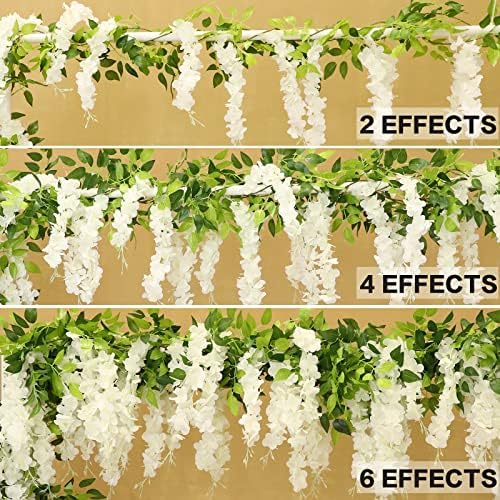 Apeair Wisteria Artificial Flowers Garland 2Pcs 144ft White