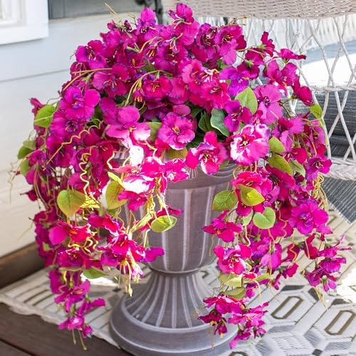 Ivydale Artificial Hanging Hibiscus Flowers 2pcs Fuchsia UV Resistant Decor