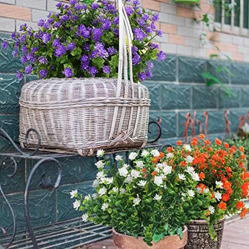 HAPLIA 6 Bundle Artificial Flowers Set - White UV Resistant