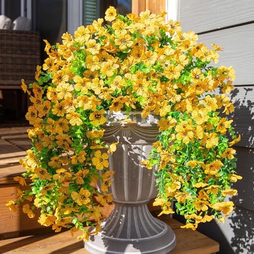 INSPRING Artificial Flowers Fall Decor 2PCS Yellow Daisy Trailing Vines