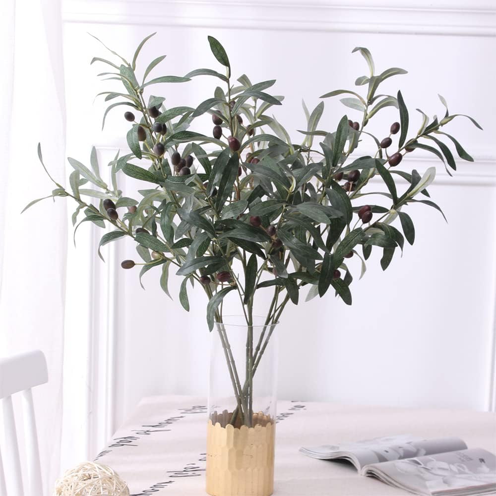 SzJias Artificial Olive Branches Faux Plants for Vases