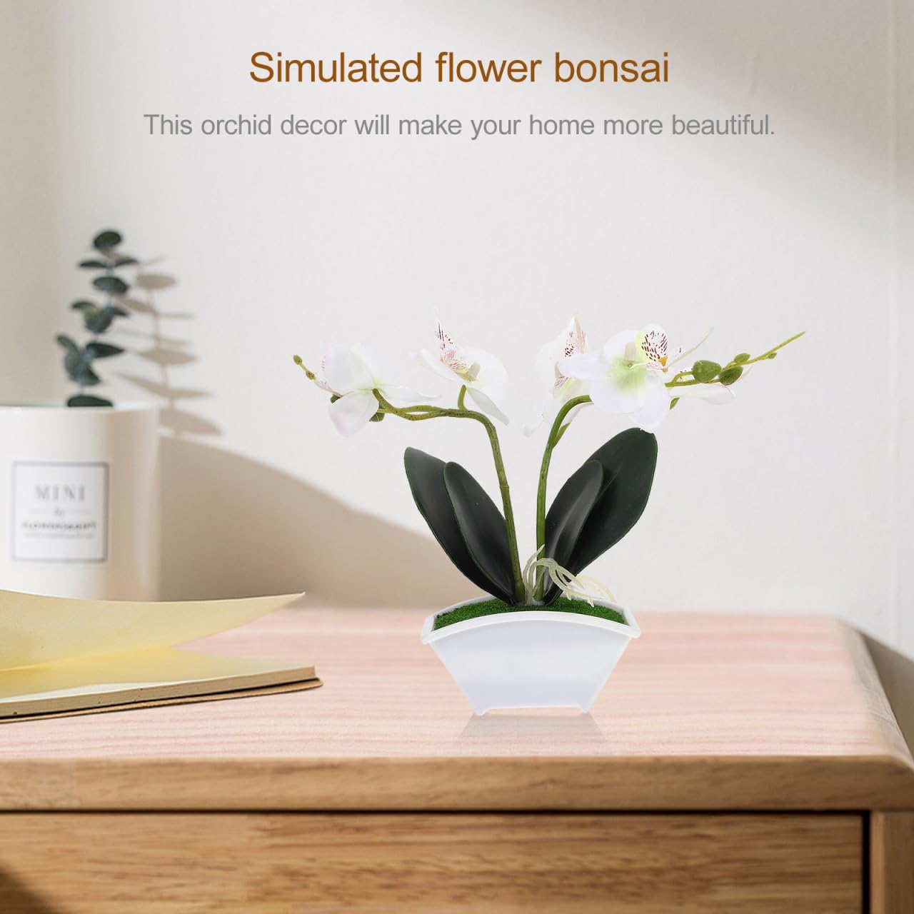 POPETPOP Artificial Orchid Flowers in Ceramic Pot White
