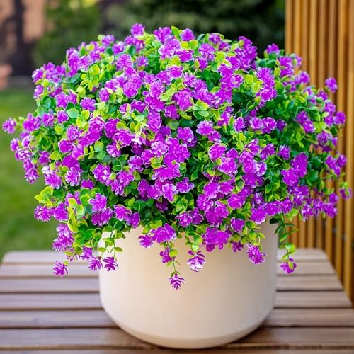 AXYLEX Artificial Flowers 12 Bundles UV Resistant Outdoor Decor
