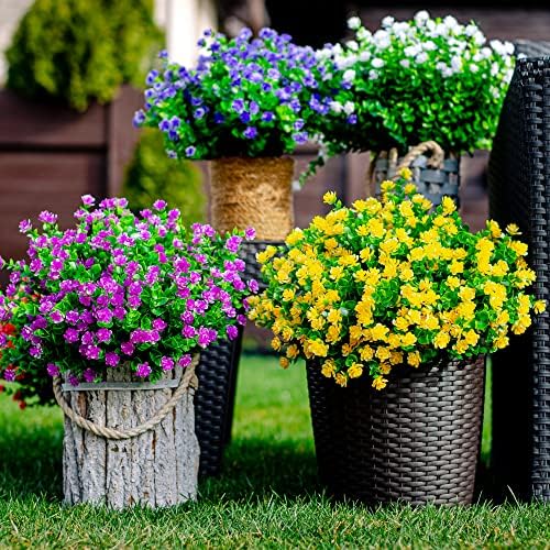 AXYLEX Artificial Flowers 12 Bundles UV Resistant Outdoor Decor