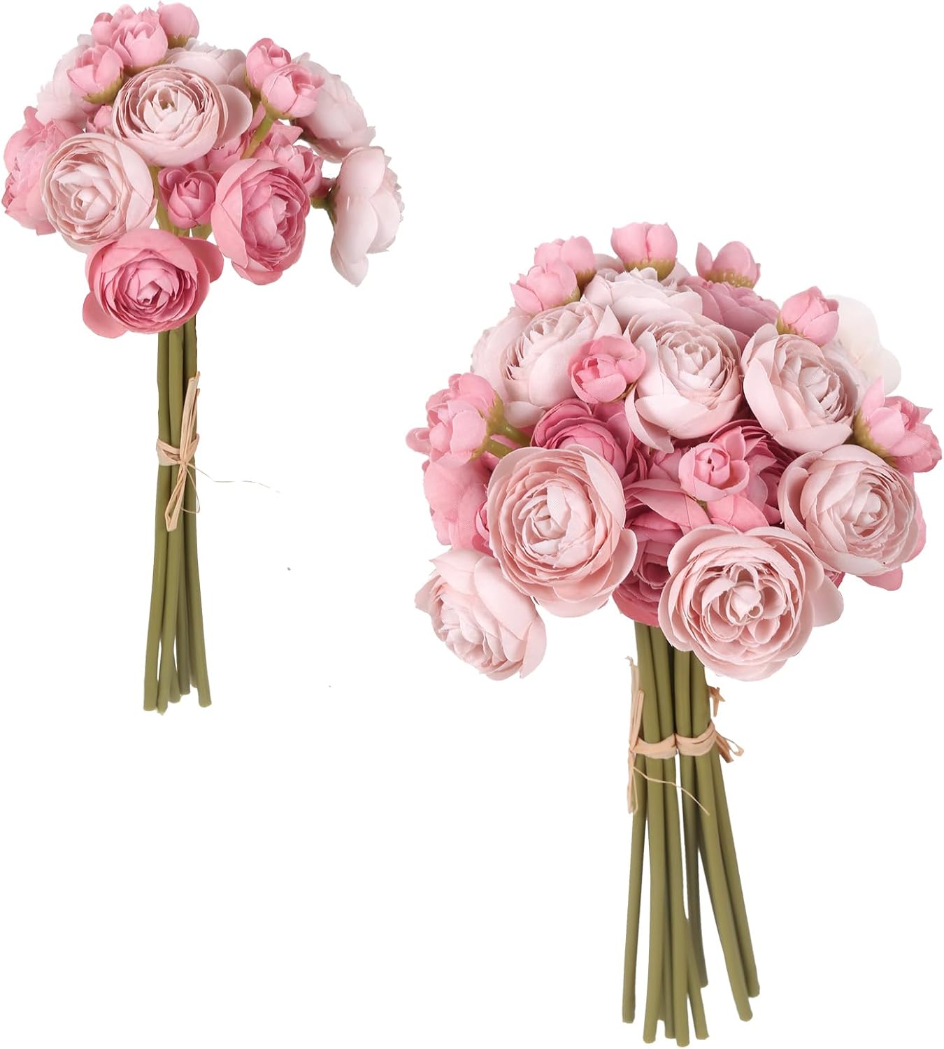 IPOPU Artificial Ranunculus Bouquets with Stems 12PCS Dusty Rose