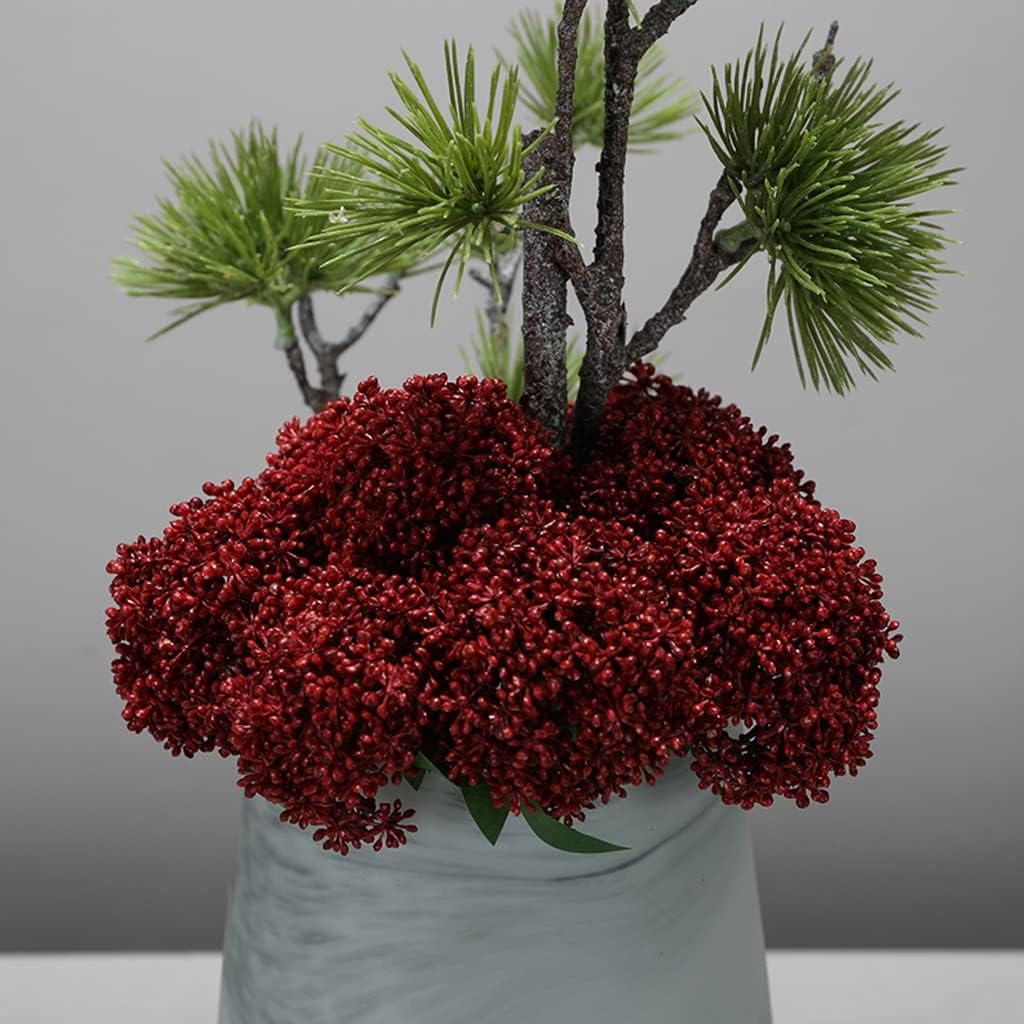 Fake Plants Bonsai Trees Artificial Red Fruit Potted Ornament