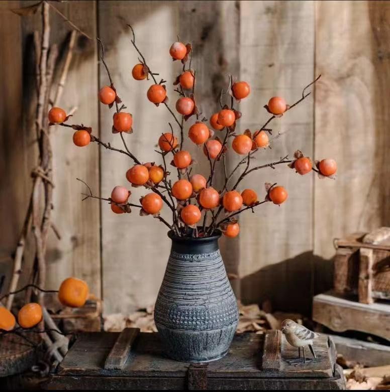 JOSON 36 Inch Artificial Persimmon Stem Set of 2 Orange 1