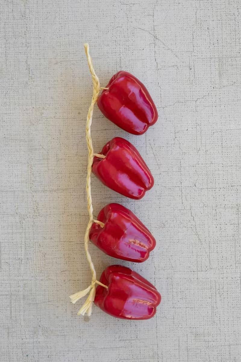 First of a Kind Artificial Red Bell Pepper String - Set of 4