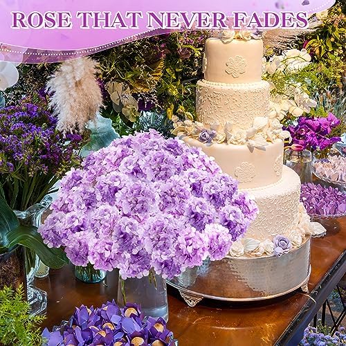 Tigeen 100 Pcs Purple Artificial Hydrangeas with Stems