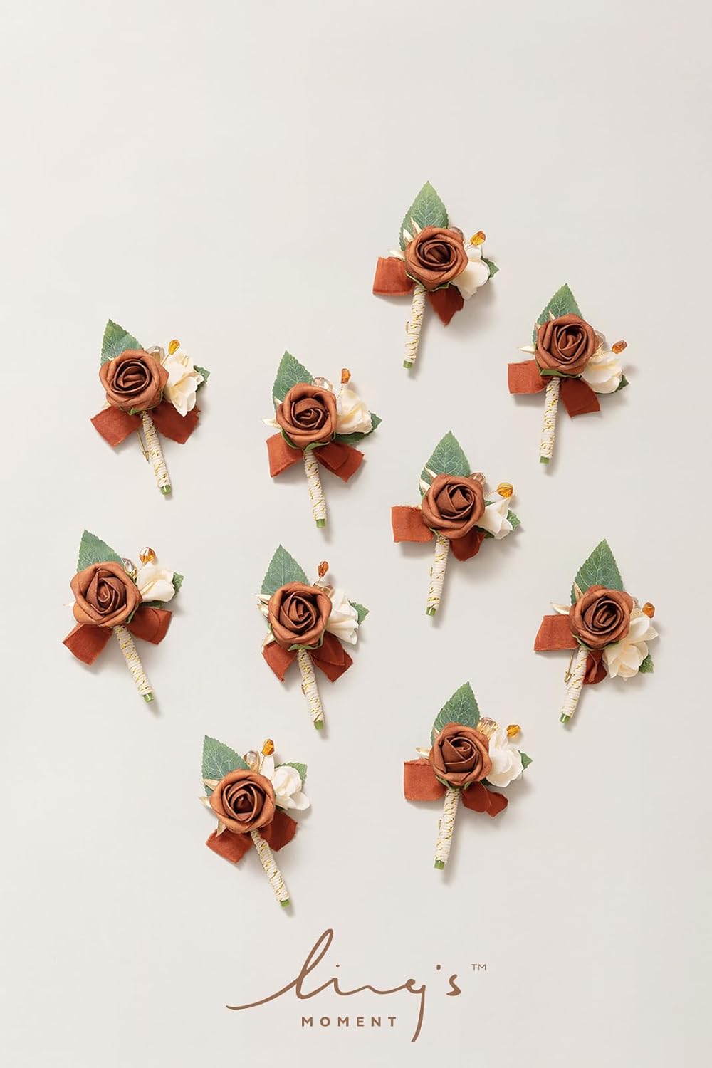 Lings Moment Terracotta Orange Boutonniere Set