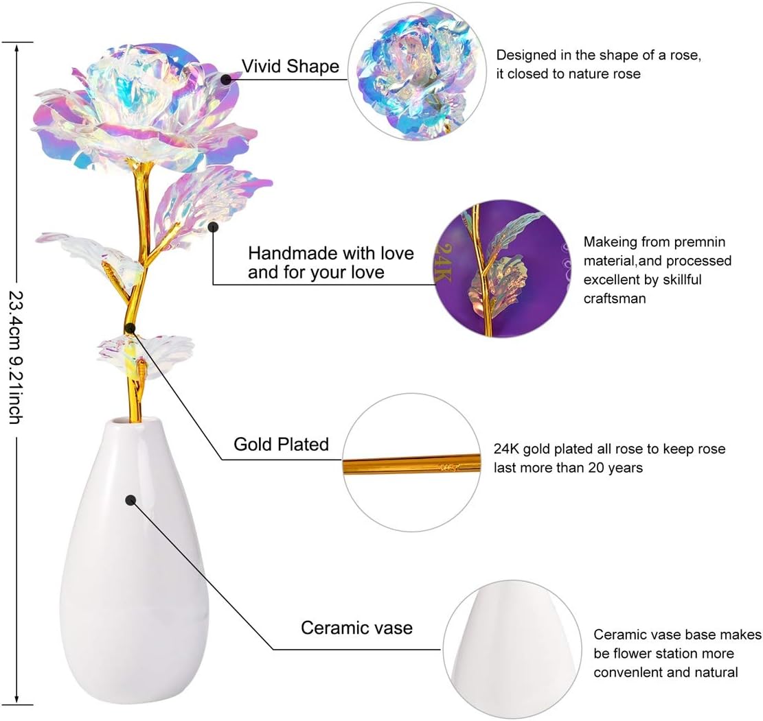 Artificial Rose Flowers with Ceramic Vase for Women