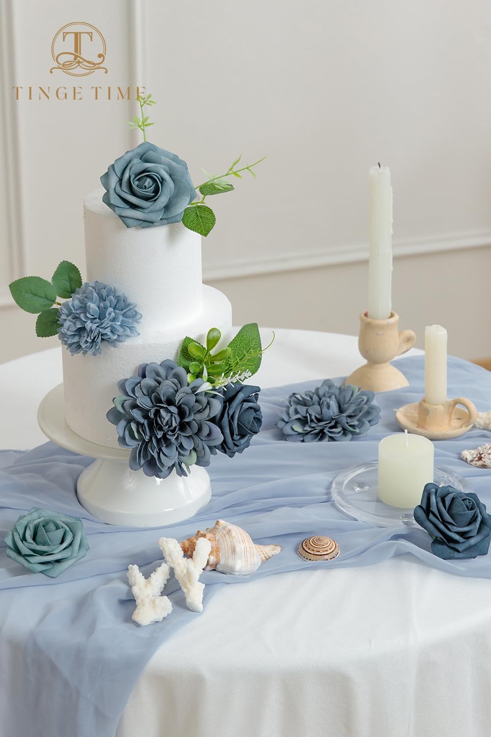 TINGE TIME Artificial Flowers Combo Dusty Blue Roses